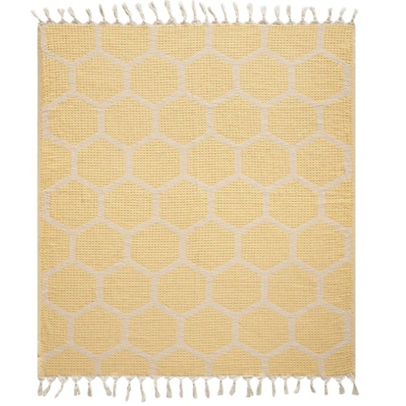 Hand Towel Modern Loom Weave Cheerful Yellow + Cream 2 Side Kitchen or Bathroom - Picture 5 of 9
